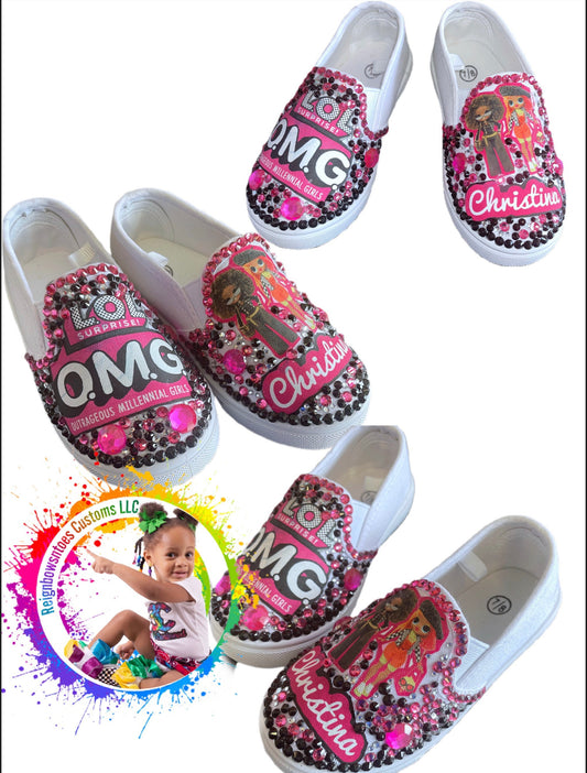 Custom kids cavas shoes|lol doll shoes | custom character shoes| lol doll shoes |blinged shoes - ReignBowsNtoes