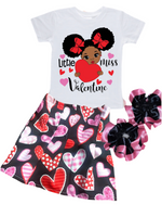 Valentine’s Day skirt set, Pleated skirt set. Little miss valentines.