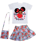 Valentine’s Day skirt set, Pleated skirt set. Little miss valentines.