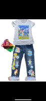 Bluey outfit- Bluey birthday outfit- Bluey denim set