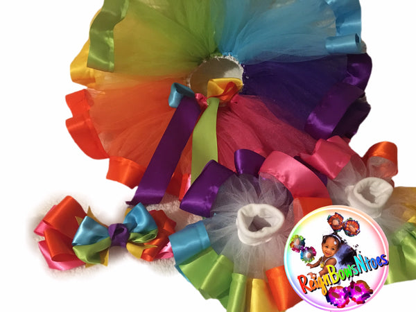 Rainbow Ribbon Trimmed tutu - ReignBowsNtoes