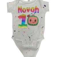 Cocomelon birthday themed overalls - ReignBowsNtoes