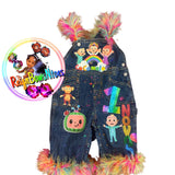 Cocomelon birthday themed overalls - ReignBowsNtoes