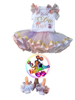 Ribbon trimmed Wild ONE tutu outfit Ribbon trim tutuset - ReignBowsNtoes