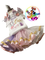 Ribbon trimmed Wild ONE tutu outfit Ribbon trim tutuset - ReignBowsNtoes