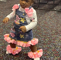 Custom Minnie Mouse overall dress with long sleeve shirt - ReignBowsNtoes