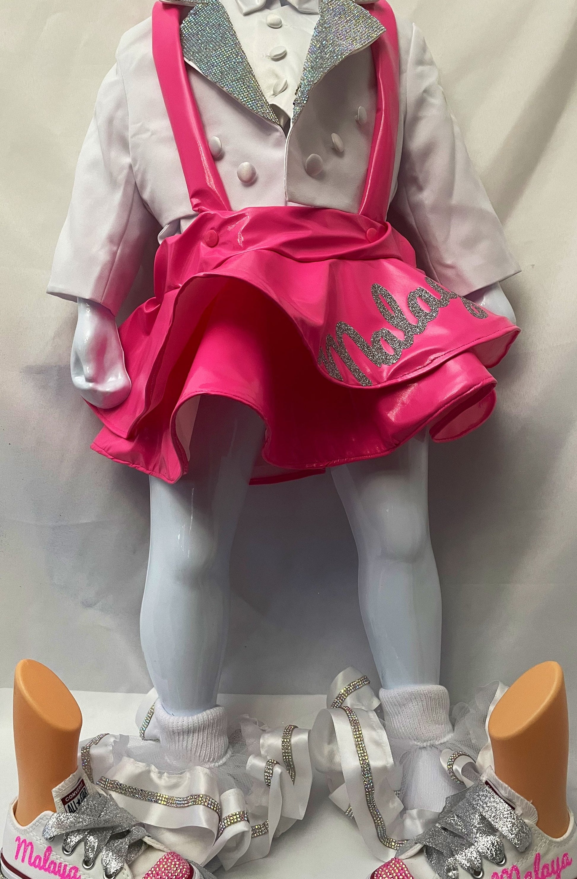 custom pleather birthday outfit | bling tux blazer| skater skirt |birthday picture outfit | custom converse | bling tutu socks - ReignBowsNtoes