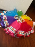 Custom cocomelon Tutusets| Ribbon trimmed Cocomelon Rainbow tutu outfit - ReignBowsNtoes