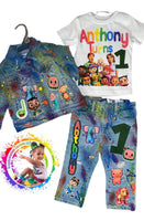 Boys custom cocomelon denim set - ReignBowsNtoes